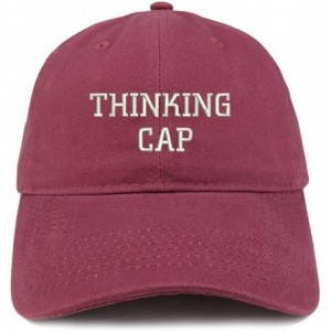 Baseball Caps Thinking Cap Embroidered Dad Hat Adjustable Cotton Baseball Cap - Maroon - CX18CSE2I02 $33.04