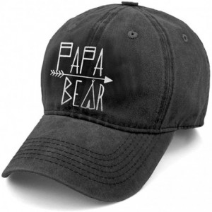 Baseball Caps Unisex Mama Bear Denim Hat Adjustable Washed Dyed Cotton Dad Baseball Caps - Papa Bear Black - CL197KM22CW $23.01