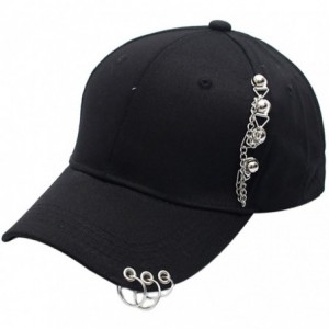 Baseball Caps Women's Iron Ring Pin Retro Baseball Cap Trucker Hat - Chain Beads Black - CR186NYRZU8 $22.75