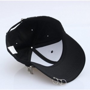 Baseball Caps Women's Iron Ring Pin Retro Baseball Cap Trucker Hat - Chain Beads Black - CR186NYRZU8 $22.75