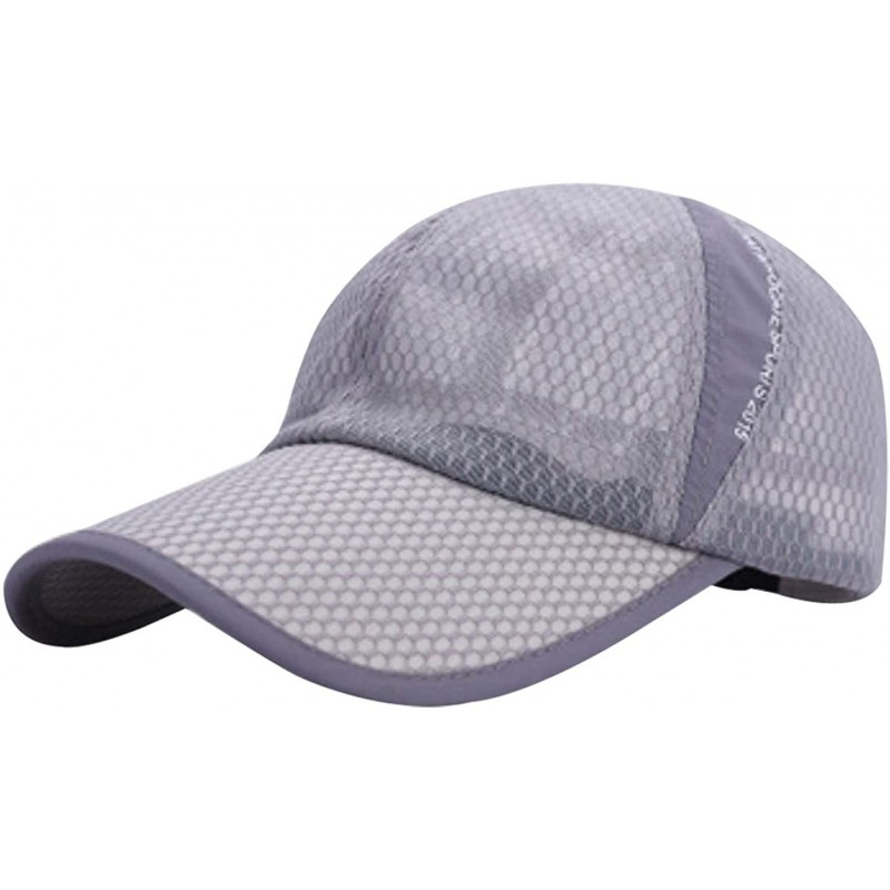 Sun Hats Unisex Mesh Tennis Cap Outdoor Anti-UV Quick Dry Adjustable Running Baseball Hat - Gray - CO18RW3NRWI $24.25