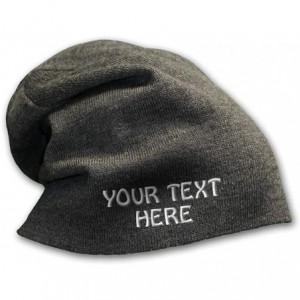 Skullies & Beanies Slouchy Beanie for Men & Women Custom Personalized Text Cotton Skull Cap Hats - Dark Grey - CA18DLOTELU $3...