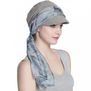 Newsboy Caps Breathable Bamboo Lined Cotton Hat and Scarf Set for Women - Light Gray Floral - C618NNXOHAR $30.90