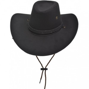 Cowboy Hats Adult Western Suede Hat Cowboy Outdoorsman Hat Travelling Summer Cap - Black - CP18DD0L6L4 $32.61