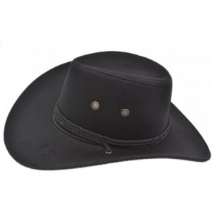 Cowboy Hats Adult Western Suede Hat Cowboy Outdoorsman Hat Travelling Summer Cap - Black - CP18DD0L6L4 $29.54