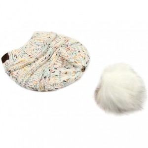 Skullies & Beanies Classic Cable Knit Beanie Detachable - Pom Pom - White Confetti - C818Y3AXI7W $20.62