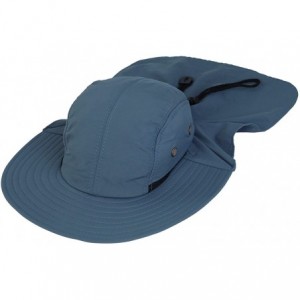 Sun Hats Cotton Foldable Lightweight Outdoor Fishing Hunting Safari Sun Hat w/Back Flap - Blue - CS126QTBECX $18.09