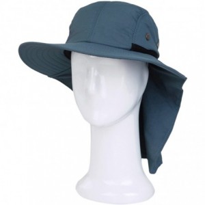 Sun Hats Cotton Foldable Lightweight Outdoor Fishing Hunting Safari Sun Hat w/Back Flap - Blue - CS126QTBECX $18.09