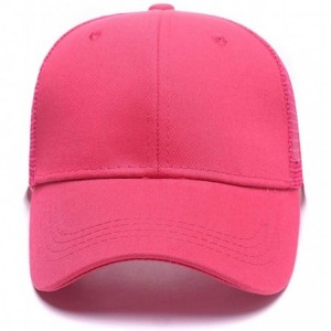 Baseball Caps Custom Embroidered Baseball Caps Ponytail Messy High Bun Hat Ponycaps Adjustable Mesh Trucker Hats - Rose Red -...