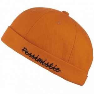 Skullies & Beanies Unisex Cotton Skull Cap Solid Plaid Adjustable Letter Rolled Cuff Beanie Hat - Orange - CW18O9842SS $18.04