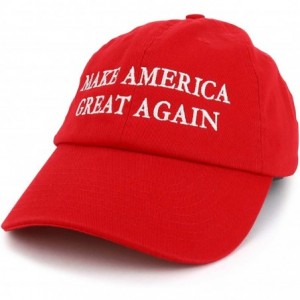 Baseball Caps Made in USA Donald Trump Soft Cotton Cap - Make America Great Again Embroidered - Red - CJ12JDJY3ZD $48.75