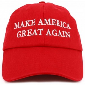 Baseball Caps Made in USA Donald Trump Soft Cotton Cap - Make America Great Again Embroidered - Red - CJ12JDJY3ZD $44.68