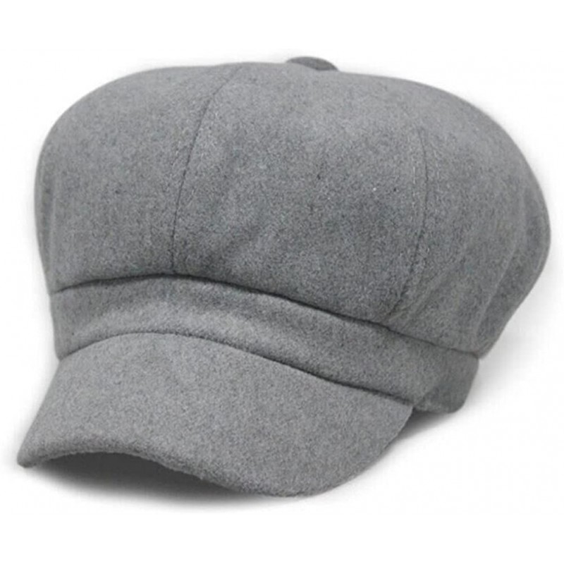 Newsboy Caps Women Girl Newsboy Peaked Beret Hat Warm Cloche Flat Caps - Classic Light Grey - CU12MX49U60 $25.46