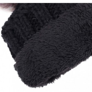 Skullies & Beanies Women's Winter Knitted Faux Fur Double Pom Pom Beanie Hat w/Lush Lining - Black Hat Black Grey Ball - CU18...