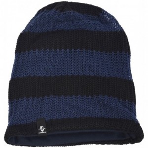 Skullies & Beanies Men's Slouchy Beanie Knit Crochet Rasta Cap for Summer Winter - Navy/Black - CE18SXCZHWD $23.73