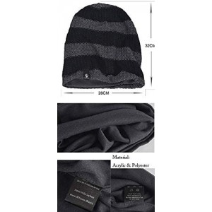 Skullies & Beanies Men's Slouchy Beanie Knit Crochet Rasta Cap for Summer Winter - Navy/Black - CE18SXCZHWD $23.73