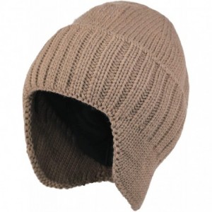 Skullies & Beanies Flammi Men's Winter Knit Earflap Beanie Hat Skull Cap Cuffed Beanie with Ear Covers - Khaki - CS18KZAYY7Q ...