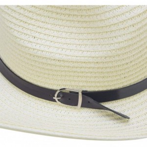 Cowboy Hats Stained Woven Straw Outback Western Cowboy Adult Sun hat - White - CF18IK3YA2S $29.89