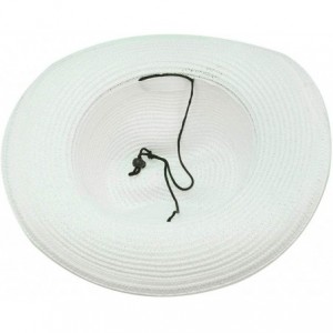 Cowboy Hats Stained Woven Straw Outback Western Cowboy Adult Sun hat - White - CF18IK3YA2S $29.89