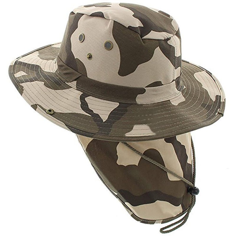 Sun Hats Boonie Bucket Hat Neck Flap Tactical Wide Brim Outdoor Military - Desert Camo - CD18COGQQ2E $28.28