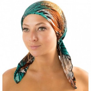 Skullies & Beanies Pre Tied Bandana Turban Chemo Head Scarf Sleep Hair Cover Hat - Green/Brown/Black Abstract - CT12L9RCY17 $...