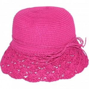 Sun Hats Women's Summer Sun Hat Bucket Hat - Crochet Brim - Magenta - C811LDZX6R7 $50.56