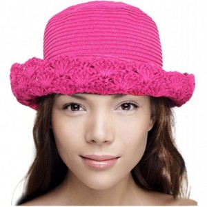Sun Hats Women's Summer Sun Hat Bucket Hat - Crochet Brim - Magenta - C811LDZX6R7 $43.74