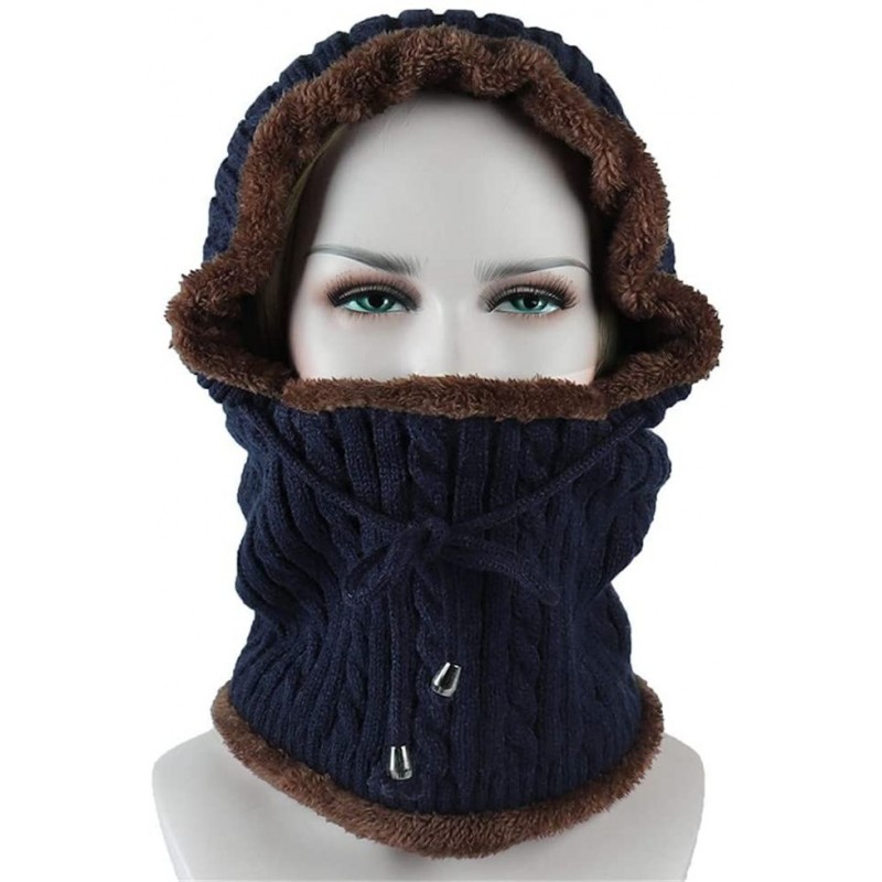 Warmer Balaclava Knit Thicken Fleece Lined Hat Windproof Winter Outdoor ...