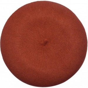 Berets Wool French Beret Hat Solid Color Beret Cap for Women Girls - Rust - CT187Q4RG5T $25.93
