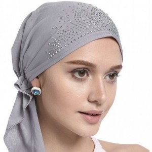 Skullies & Beanies Crystal Stretchy Bandana Headscarf Alopecia - Grey - CB18G83ECLY $21.34