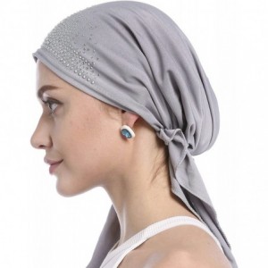Skullies & Beanies Crystal Stretchy Bandana Headscarf Alopecia - Grey - CB18G83ECLY $21.34