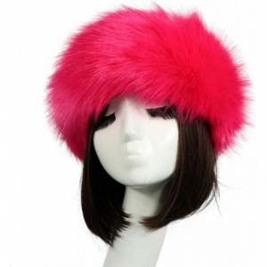 Cold Weather Headbands Women's Faux Fur Headband Soft Winter Cossack Russion Style Hat Cap - Rose Red - CI18L8IWGH7 $26.29