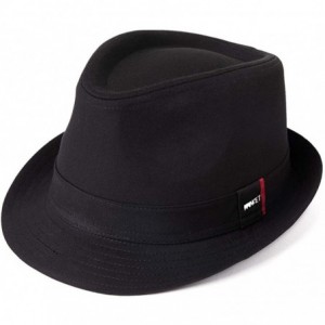 Fedoras Hand Made 100% Wool Felt Gents Teardrop Fedora Trilby Derby Hat with Wide Band Crushable for Travel - 91552black - C1...