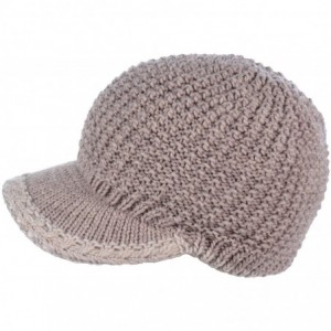 Skullies & Beanies Winter Fashion Knit Cap Hat for Women- Peaked Visor Beanie- Warm Fleece Lined-Many Styles - Beige - CJ1289...