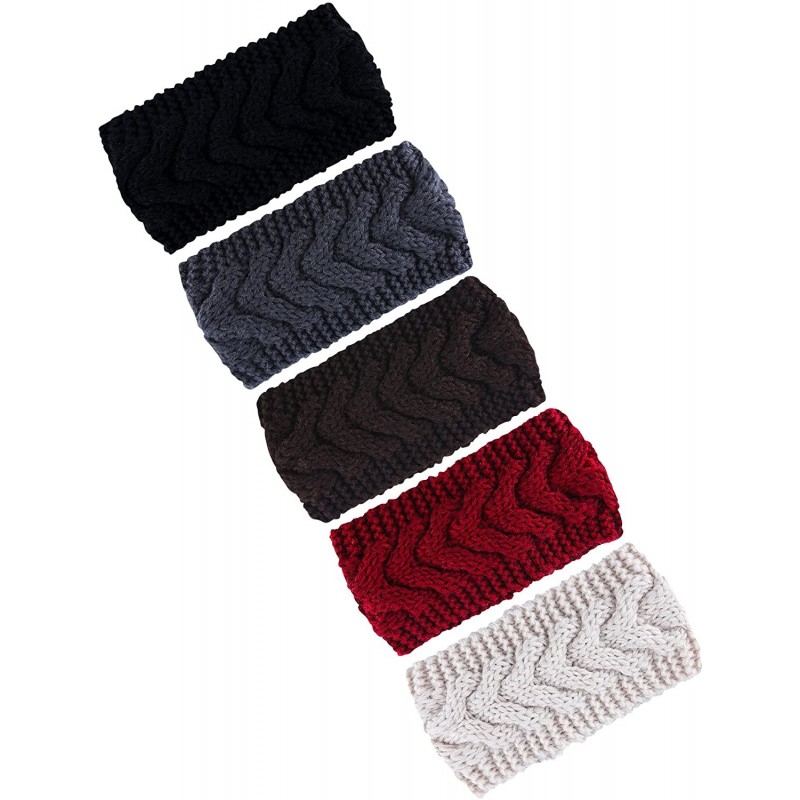 Cold Weather Headbands Knitted Hairband Crochet Twist Ear Warmer Winter Braided Head Wraps for Women Girls - Color G - C61898...