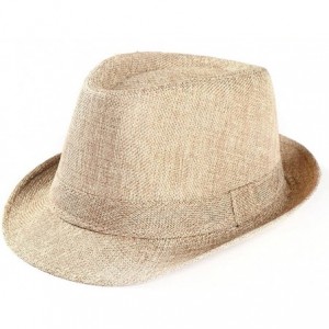 Sun Hats Straw Hat Men Women chaofanjiancai Hats Outdoor Gangster Trilby Cap Beach Sun hat Band Plain - Beige - CB18EQK9QWT $...