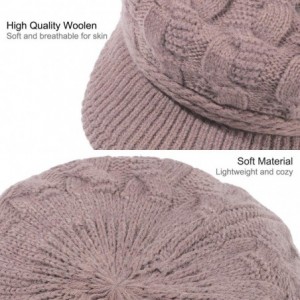 Newsboy Caps Women Warm Caps Beret Newsboy Winter Cap Snow Ski Outdoor Twist Knitted Hat with Visor - A-khaki - CN18Z5T53R5 $...