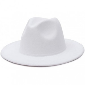 Fedoras Mens Womens Wide Brim Fedora Wool Hat Retro Style Trilby Panama Wool Felt Hat Gentleman Hat - White - C4192U9IL2Y $20.40