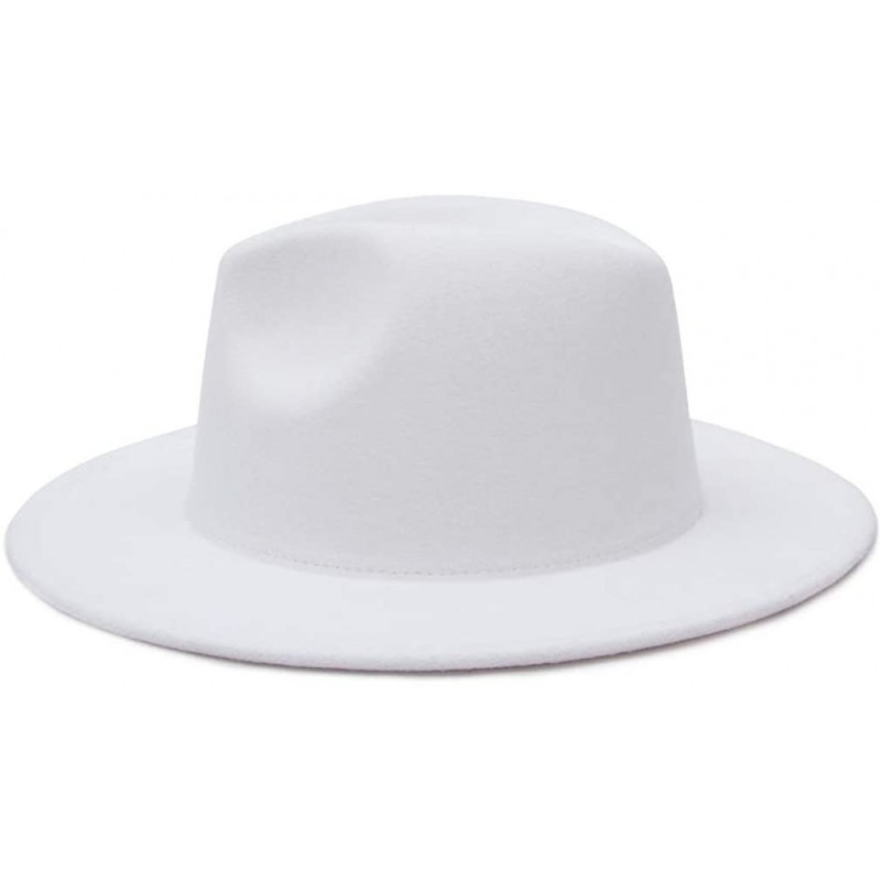 Mens Womens Wide Brim Fedora Wool Hat Retro Style Trilby Panama Wool ...