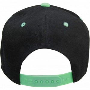 Baseball Caps Plain Blank Flat Brim Adjustable Snapback Baseball Caps Wholesale LOT 12 Pack - Black/Green - C817YR7NXXM $50.15