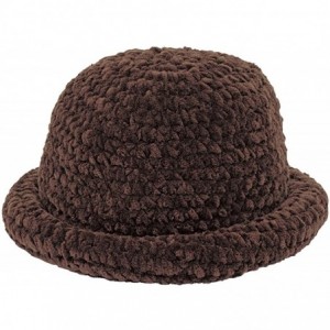 Sun Hats Roll-Brim Chenille Hat - Brown - CR12N8XV3C1 $26.11