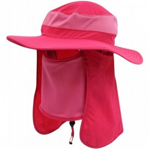 Sun Hats UPF50+ Men's Sun Hat Mesh Bucket Hat with Neck Face Flap Fishing Hat - Rose Red - C212GXGLE47 $26.00