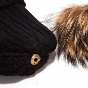 Skullies & Beanies Big Fur Pom Pom Hat - Winter Knit hat for Women Thick Warm Caps Skullies Beanies AH62 - Black 62r Liner - ...