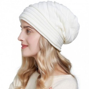 Skullies & Beanies Knit Slouchy Beanie Hats for Women Oversized Warm Winter Hats Baggy Ski Cap - White - CL18WYMH5YY $22.94