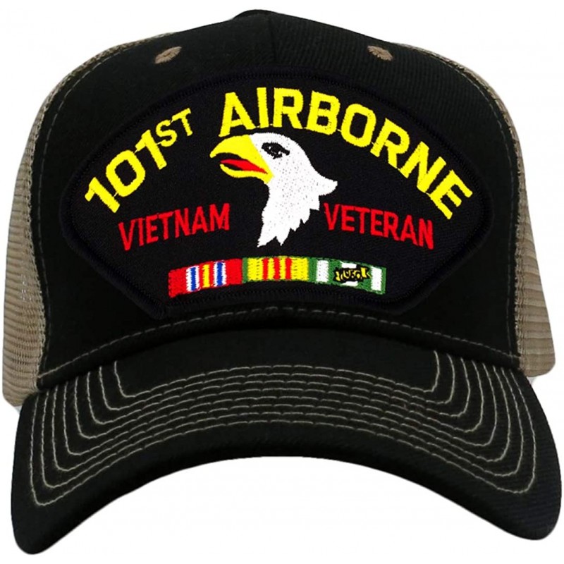 Baseball Caps 101st Airborne Division - Vietnam Veteran Hat/Ballcap Adjustable One Size Fits Most - Mesh-back Black & Tan - C...