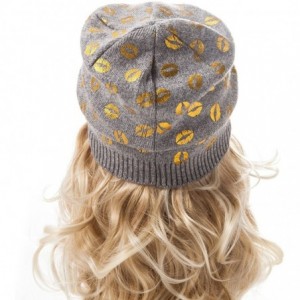 Skullies & Beanies Womens Beanie Printed Slouchy Wool - Beany for Women Knit Hats Caps Soft Warm - Grey - C7187R5Q0TO $35.49