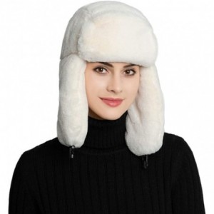 Bomber Hats Women Faux Fur Bomber Hat Ushanka Russian Trapper Hat with Ear Flap - White - C9192TU9IN5 $59.85