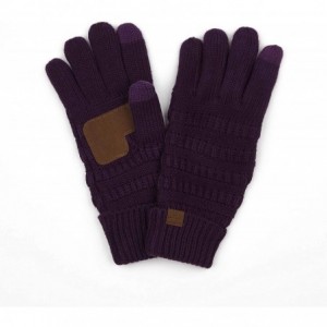 Skullies & Beanies Sherpa Lining Winter Warm Knit Touchscreen Texting Gloves - Dark Purple - CV18Y6H8OI2 $30.75