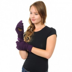Skullies & Beanies Sherpa Lining Winter Warm Knit Touchscreen Texting Gloves - Dark Purple - CV18Y6H8OI2 $30.75