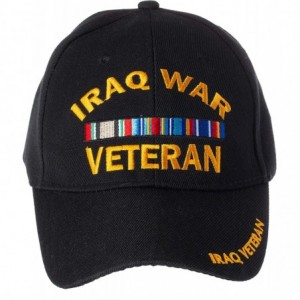 Baseball Caps US Military Iraq War Veteran Ribbon Embroidered Adjustable Baseball Cap - Basic Black - CZ18YG584RN $25.56
